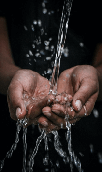 water in hands